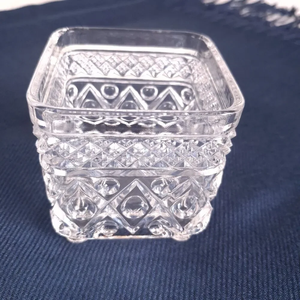 Vintage Cape Cod Square Creamer & Sugar Set by Imperial Glass, Ohio